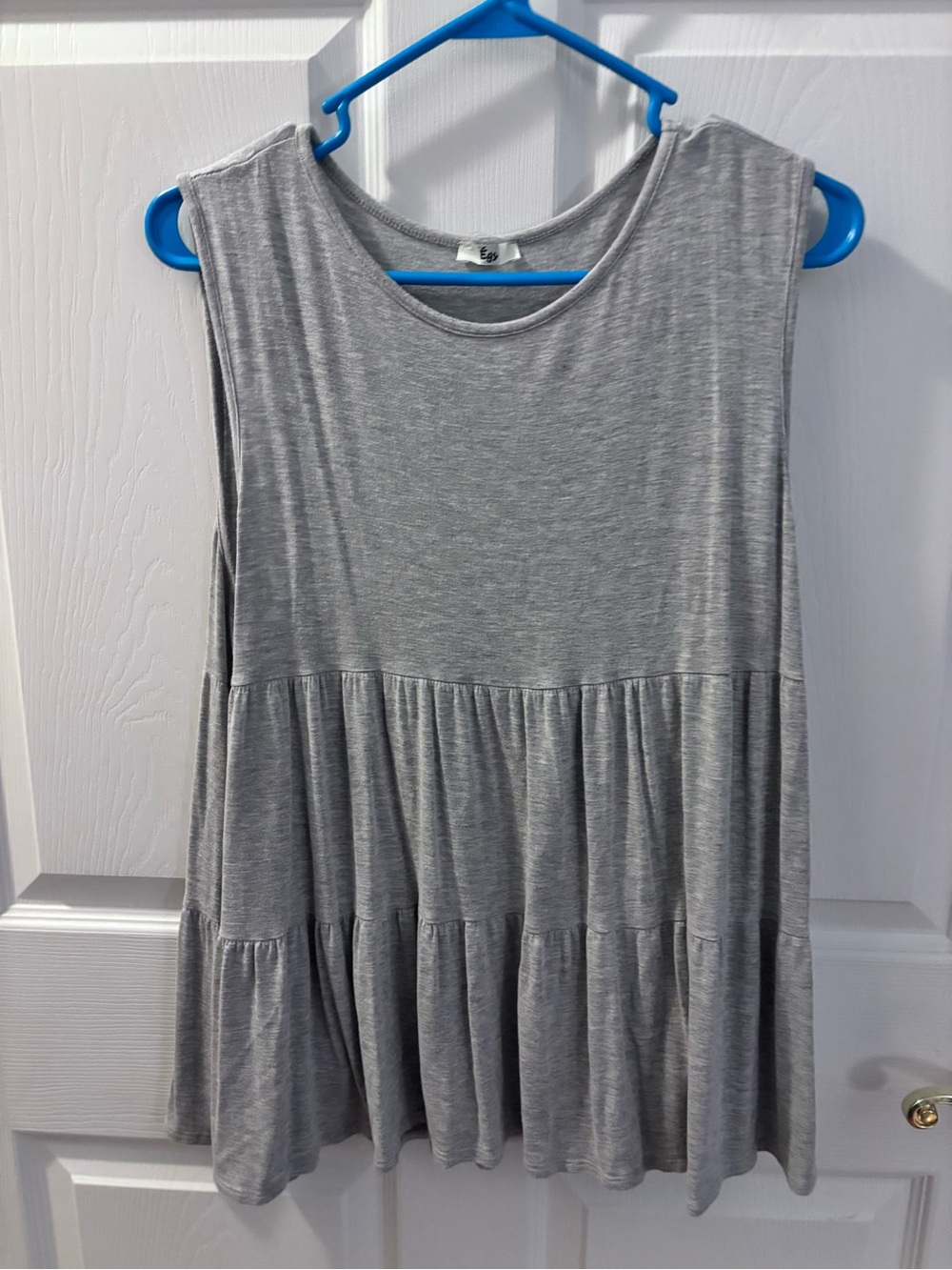 Gray Knit Tiered Ladies Top - Picture 2 of 2